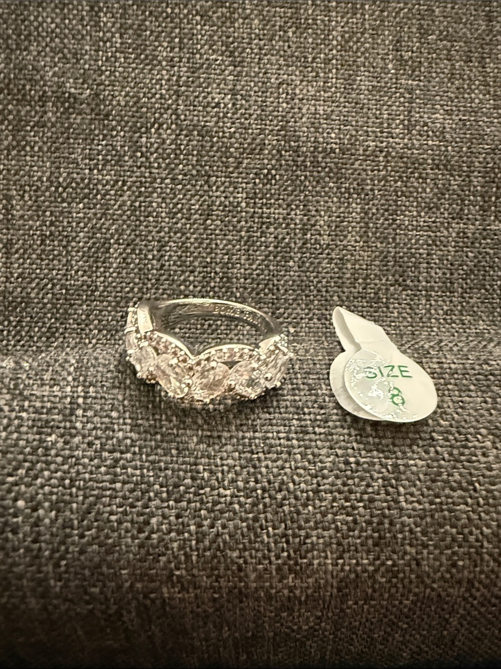 Bomb party OG size 8Toned Cubic Zirconia Floral Band Ring - Clear Sparkle